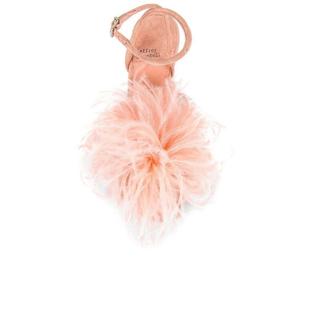 Jeffrey Campbell Flirt-Alot Feather Sandal Peach Clear Women's Size 8 - Picture 3 of 12